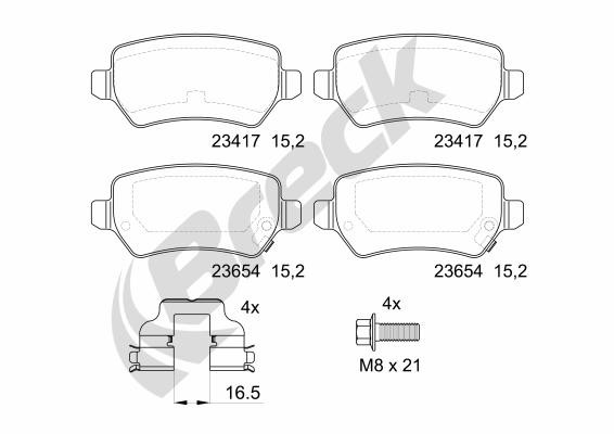 BRECK Bremsbelagsatz, Scheibenbremse